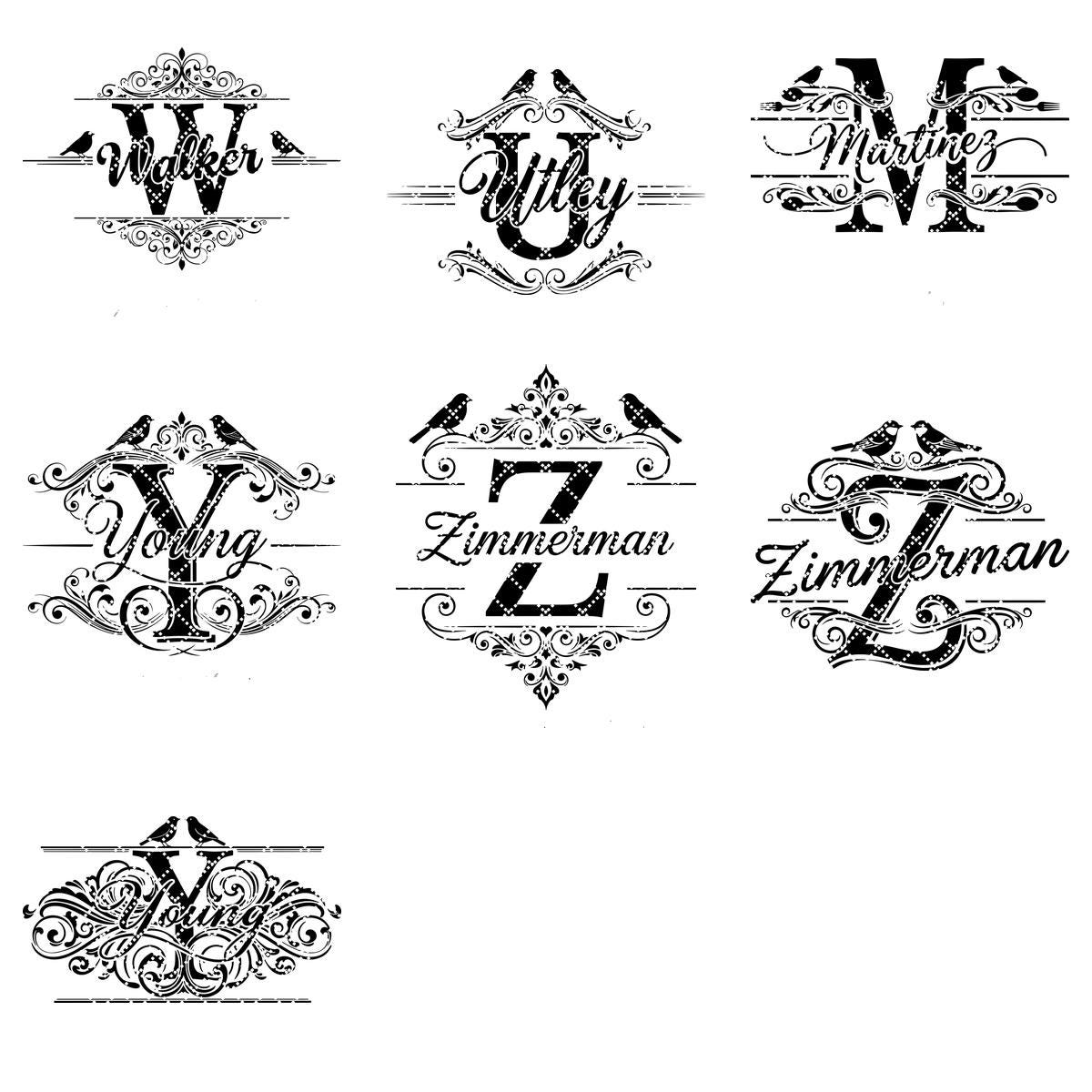 Disegni Vintage di Incisioni di Monogrammi, 52 Motivi per Taglieri di Salumi con Nomi di Famiglia - immagine 17