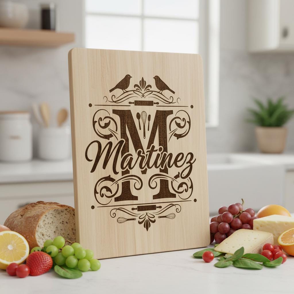 Disegni Vintage di Incisioni di Monogrammi, 52 Motivi per Taglieri di Salumi con Nomi di Famiglia - immagine 3