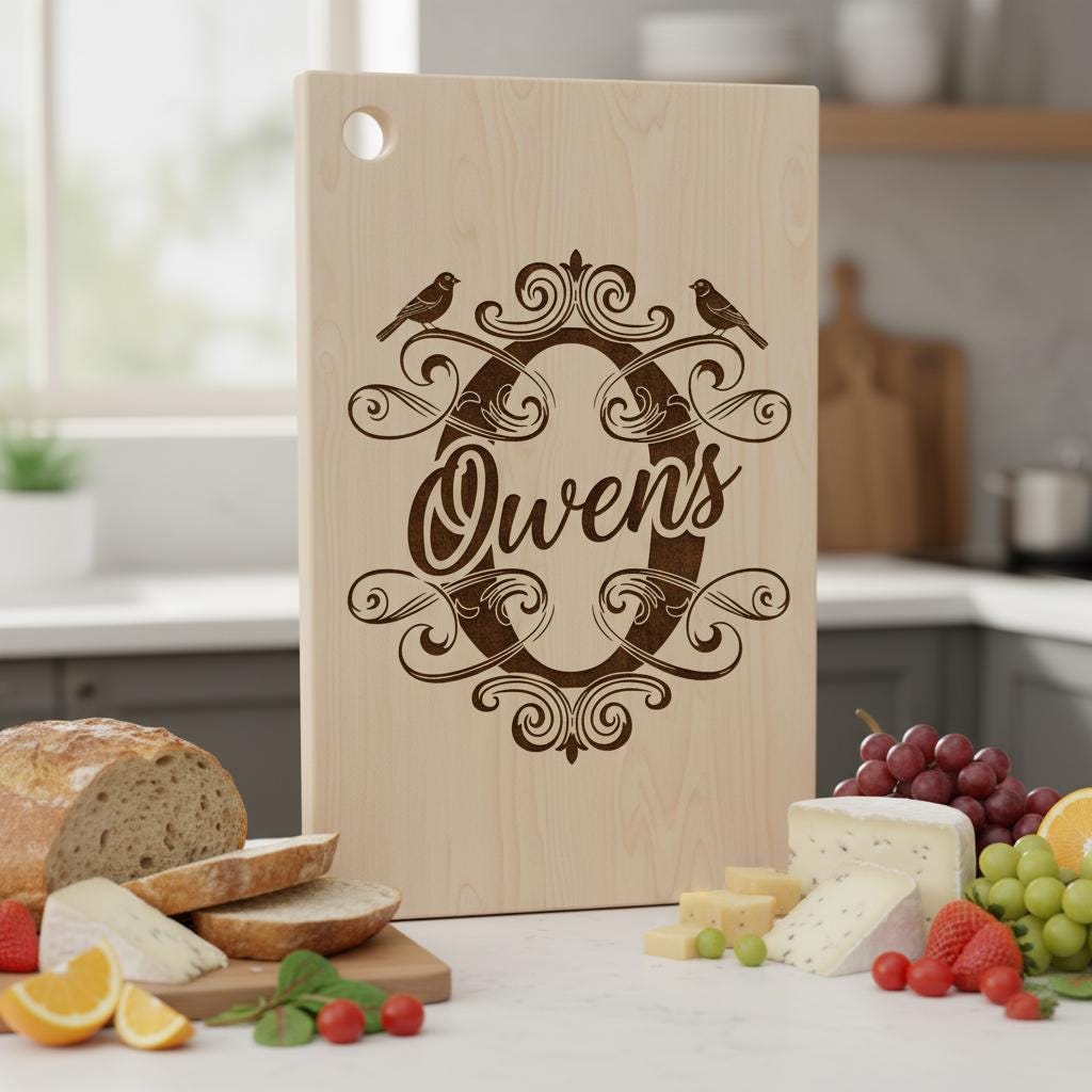 Disegni Vintage di Incisioni di Monogrammi, 52 Motivi per Taglieri di Salumi con Nomi di Famiglia - immagine 5