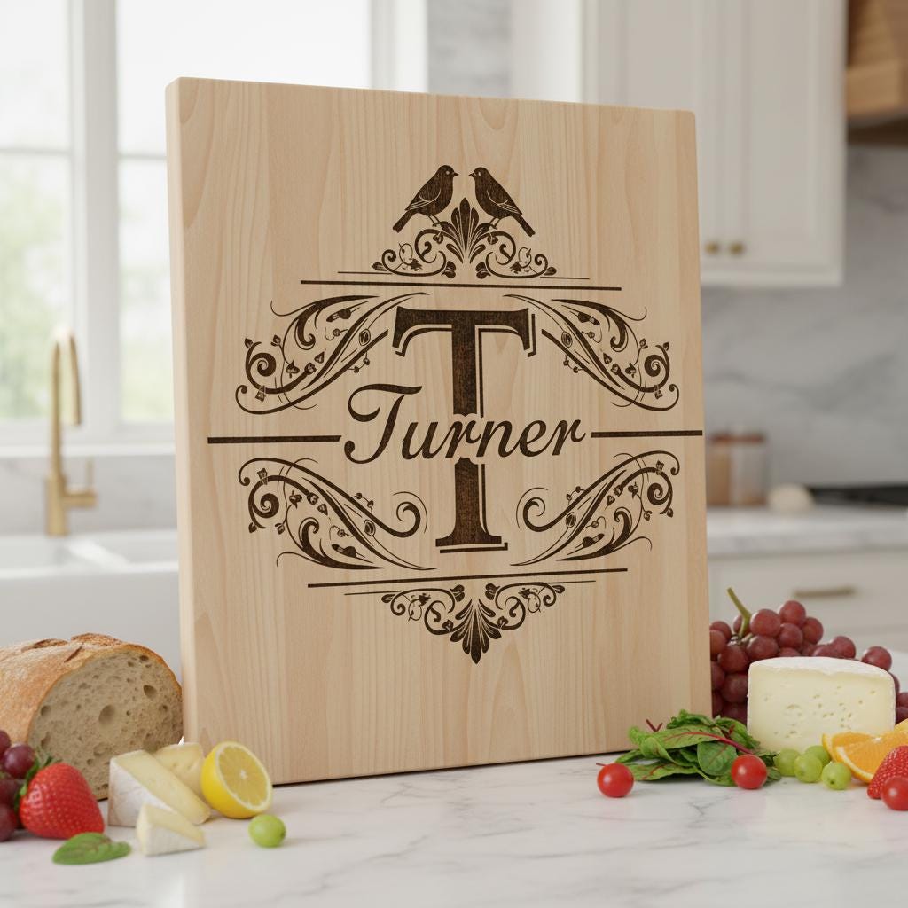 Disegni Vintage di Incisioni di Monogrammi, 52 Motivi per Taglieri di Salumi con Nomi di Famiglia - immagine 7