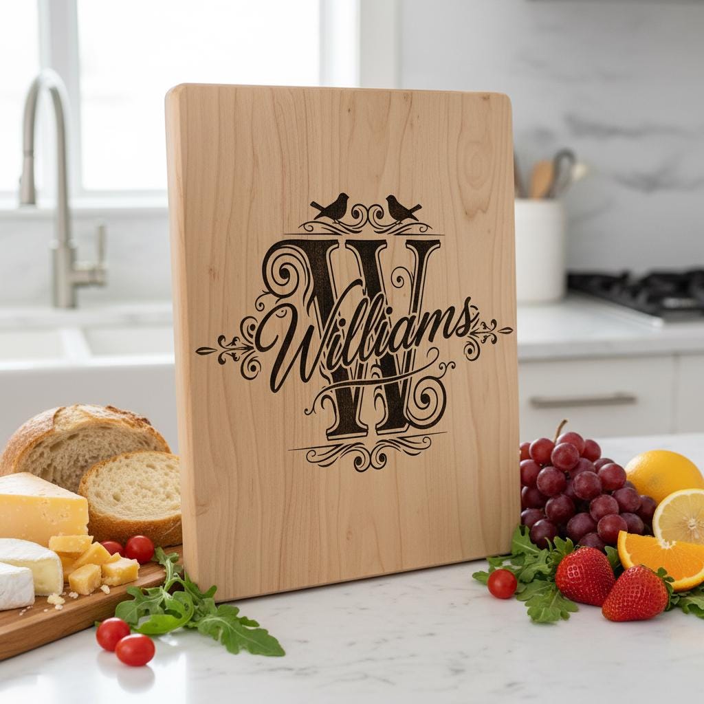 Disegni Vintage di Incisioni di Monogrammi, 52 Motivi per Taglieri di Salumi con Nomi di Famiglia - immagine 9