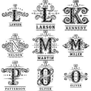 Vintage Monogram Engraving Designs Bundle, 251 Ornate Family Name Patterns