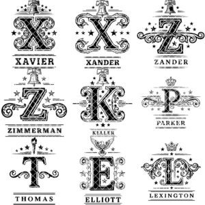 Vintage Monogram Engraving Designs Bundle, 251 Ornate Family Name Patterns