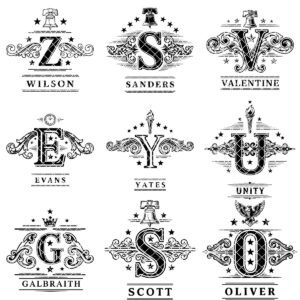 Vintage Monogram Engraving Designs Bundle, 251 Ornate Family Name Patterns