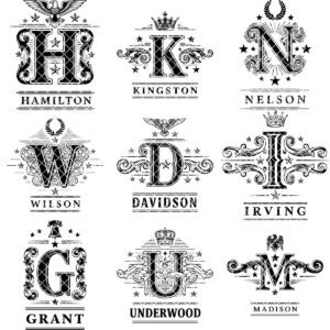 Vintage Monogram Engraving Designs Bundle, 251 Ornate Family Name Patterns