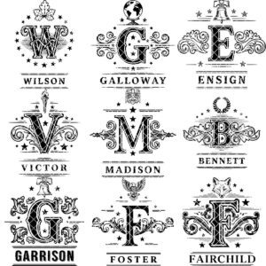 Vintage Monogram Engraving Designs Bundle, 251 Ornate Family Name Patterns