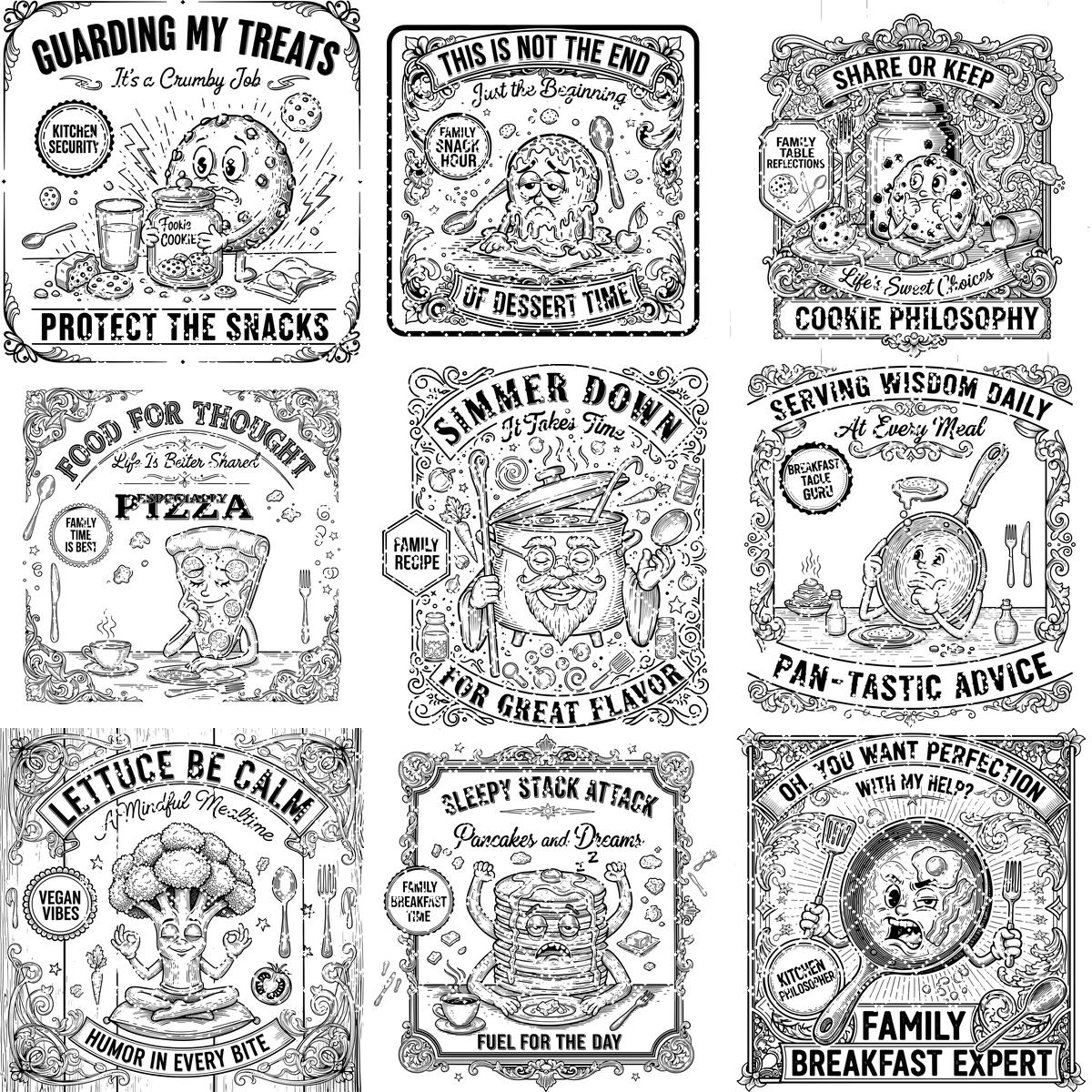 Whimsical Vegetable Designs Bundle, Charcuterie Board Laser Engraving Art Pack 20