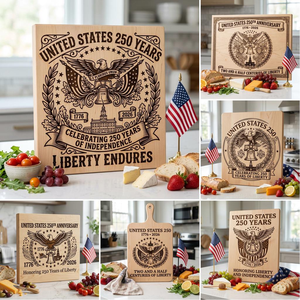 250th Anniversary Patriotic Engraving, Americana Chopping Board, US History