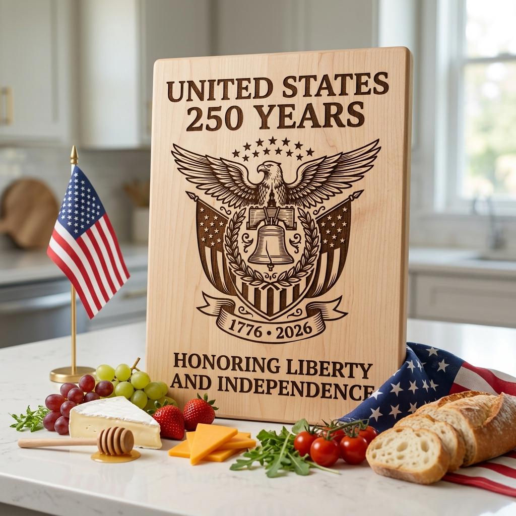 250th Anniversary Patriotic Engraving, Americana Chopping Board, US History