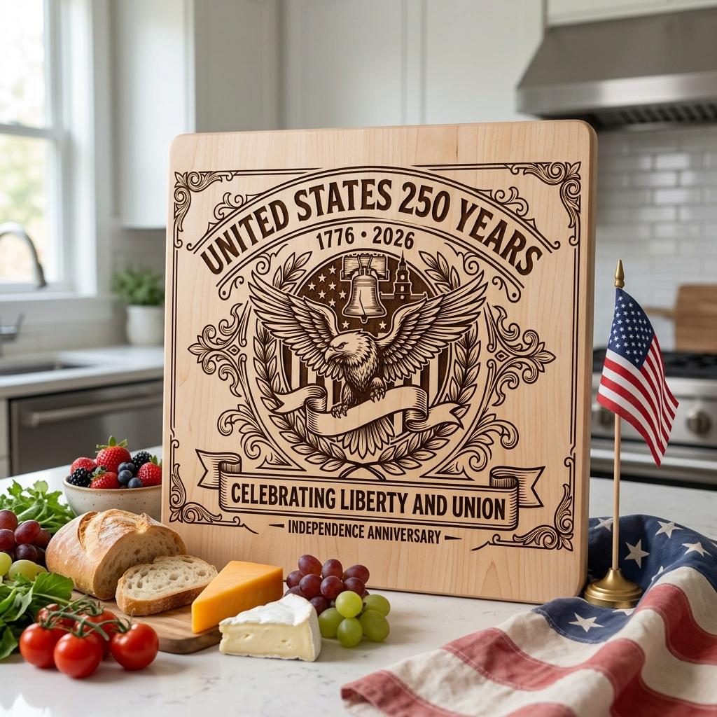 250th Anniversary Patriotic Engraving, Americana Chopping Board, US History