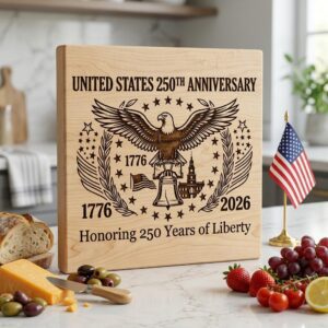250th Anniversary Patriotic Engraving, Americana Chopping Board, US History
