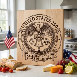 250th Anniversary Patriotic Engraving, Americana Chopping Board, US History