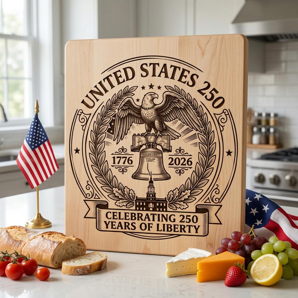 250th Anniversary Patriotic Engraving, Americana Chopping Board, US History