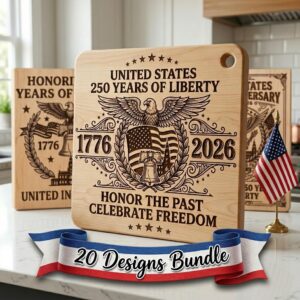 250th Anniversary Patriotic Engraving Designs, Americana Board Art 1776-2026