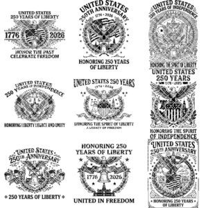 250th Anniversary Patriotic Engraving Designs, Americana Board Art 1776-2026