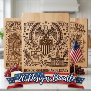250th Anniversary Patriotic Engraving Designs, Americana, USA Board Laser File