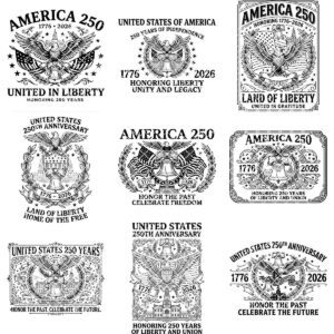 250th Anniversary Patriotic Engraving Designs, USA Board Art Set of 20