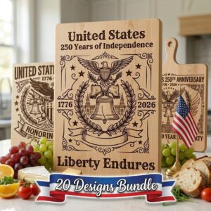 250th Anniversary Patriotic Laser Engraving Design, Historic Americana Board