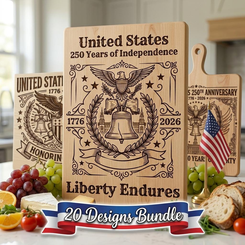 250th Anniversary Patriotic Laser Engraving Design, Historic Americana Board