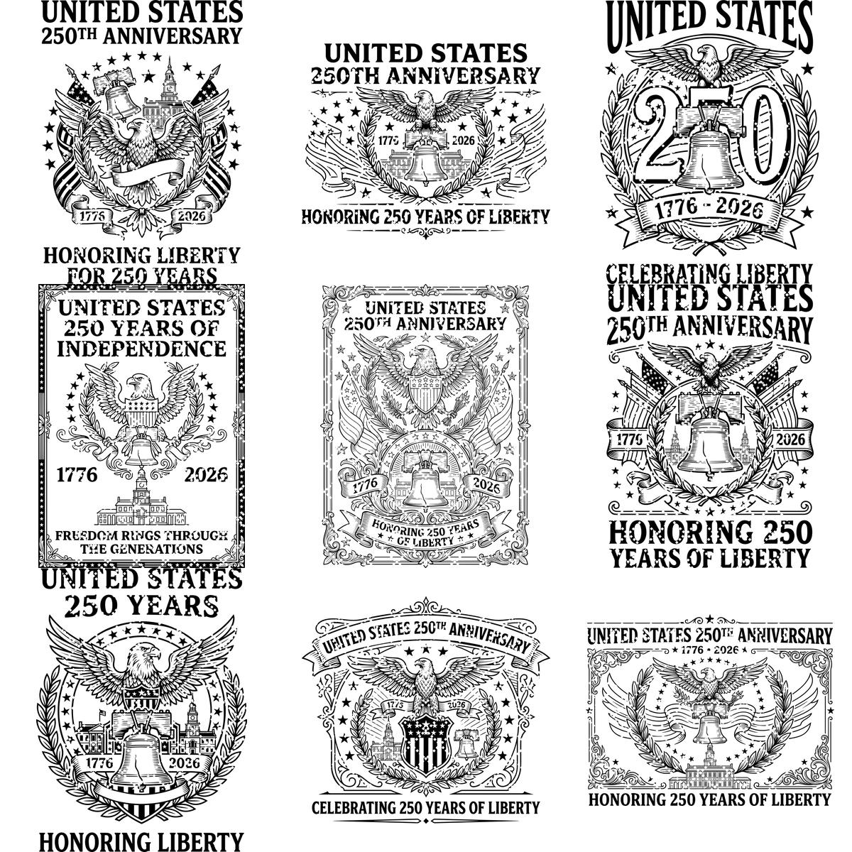 250th Anniversary Patriotic Laser Engraving Design, Historic Americana Board