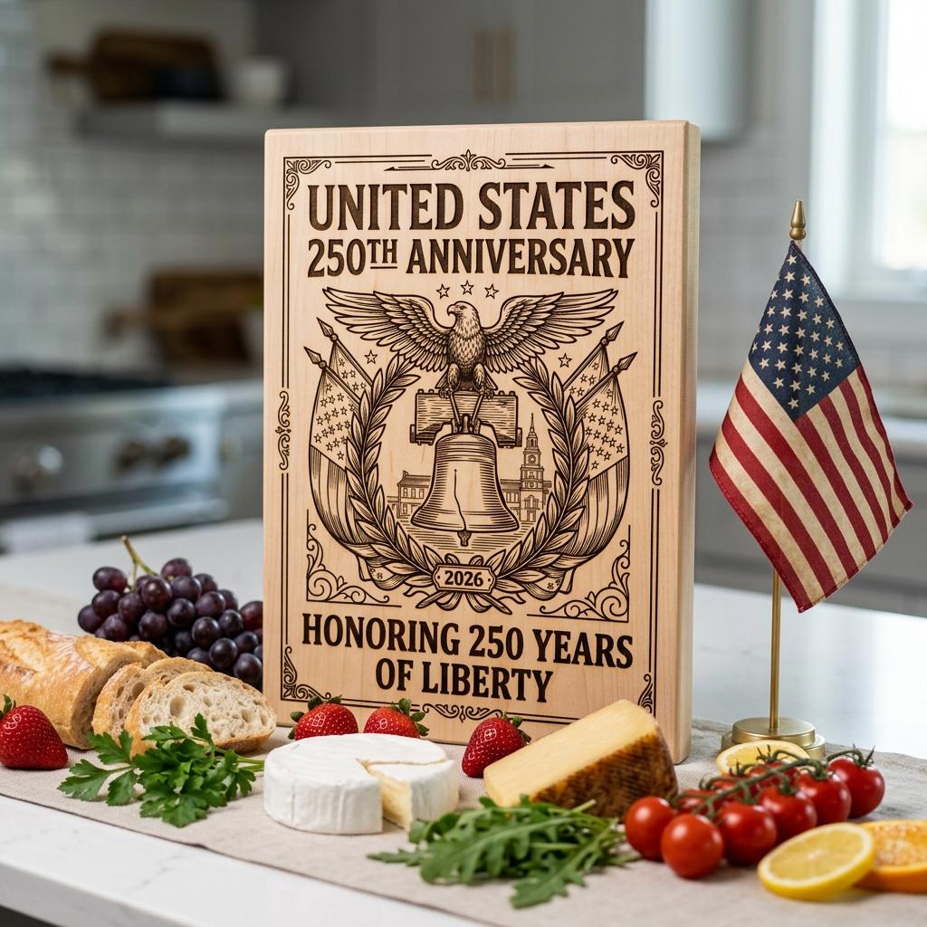 250th Anniversary Patriotic Laser Engraving Design, Historic Americana Board