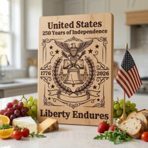 250th Anniversary Patriotic Laser Engraving Design, Historic Americana Board