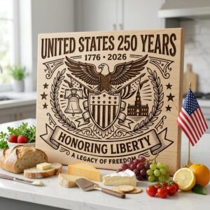 250th Anniversary Patriotic Laser Engraving Design, Historic Americana Board