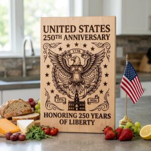 250th Anniversary Patriotic Laser Engraving Design, Historic Americana Board