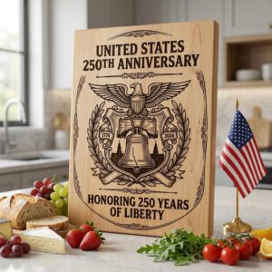250th Anniversary Patriotic Laser Engraving Design, Historic Americana Board
