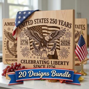 America 250 patriotic laser engraving file, US heritage board art design