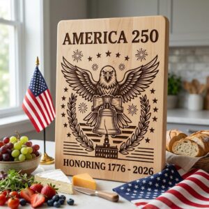 America 250 patriotic laser engraving file, US heritage board art design