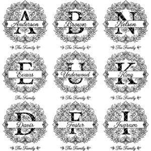 Custom Family Name Monogram, Laser Engraving Design, Initials, Banners Vines