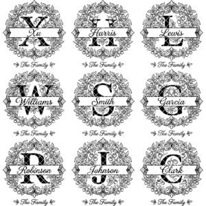 Custom Family Name Monogram, Laser Engraving Design, Initials, Banners Vines