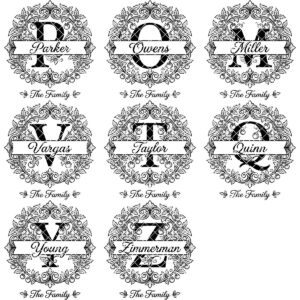 Custom Family Name Monogram, Laser Engraving Design, Initials, Banners Vines