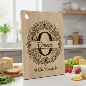 Custom Family Name Monogram, Laser Engraving Design, Initials, Banners Vines