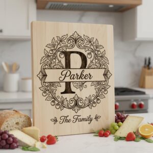 Custom Family Name Monogram, Laser Engraving Design, Initials, Banners Vines