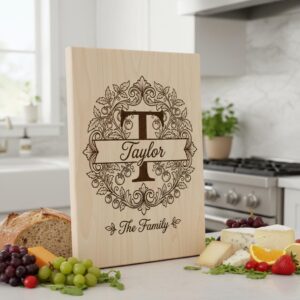 Custom Family Name Monogram, Laser Engraving Design, Initials, Banners Vines