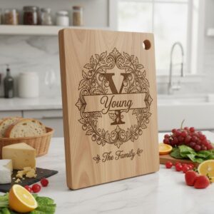 Custom Family Name Monogram, Laser Engraving Design, Initials, Banners Vines