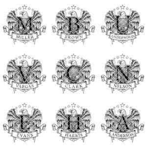Eagle Crest Monogram Bundle, Heraldic Alphabet, Custom Family Name Art, Engraving File