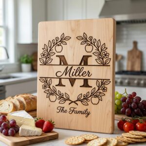 Family Crest Monogram Bundle, Apple Orchard Alphabet Engraving File, Custom Family Name