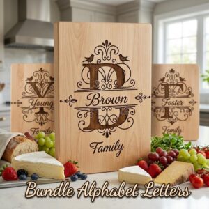Family Crest Monogram Bundle, Custom Family Name Emblem, Alphabet Design Engraving