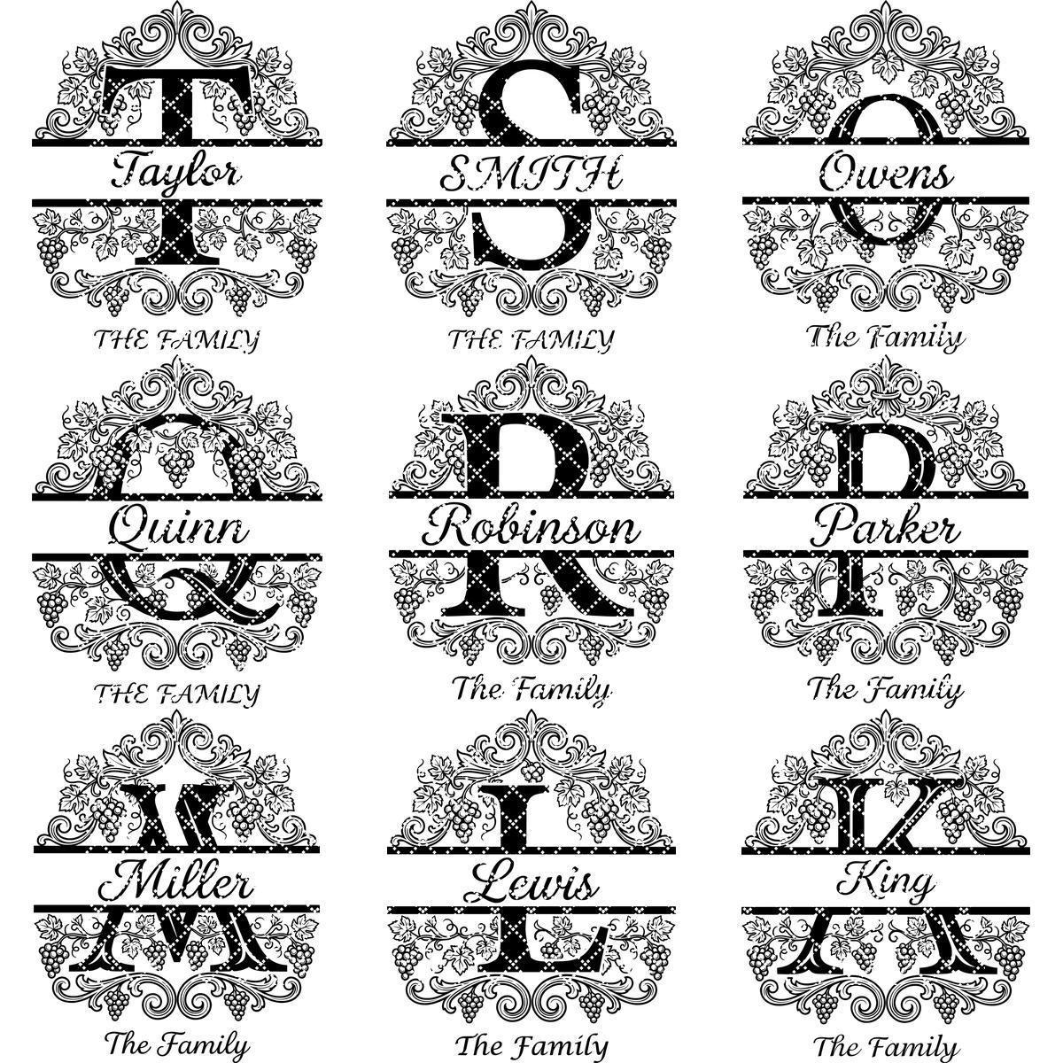 Familienwappen Monogramm-Paket, Weinreben-Alphabet Gravurdatei, Personalisiertes Geschenk – Bild 10