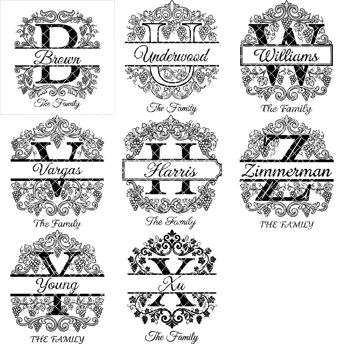 Familienwappen Monogramm-Paket, Weinreben-Alphabet Gravurdatei, Personalisiertes Geschenk – Bild 12