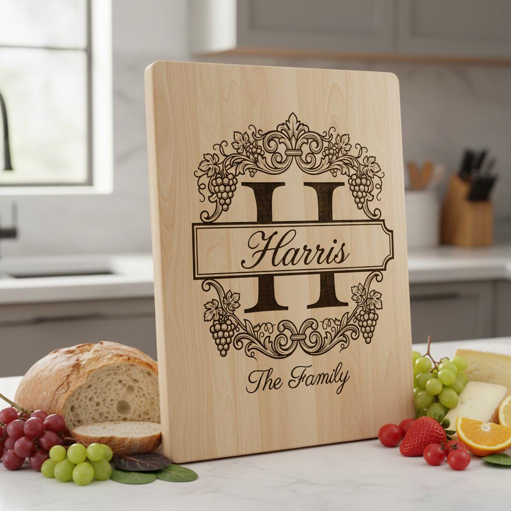 Familienwappen Monogramm-Paket, Weinreben-Alphabet Gravurdatei, Personalisiertes Geschenk – Bild 2