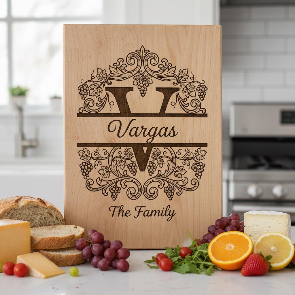 Familienwappen Monogramm-Paket, Weinreben-Alphabet Gravurdatei, Personalisiertes Geschenk – Bild 5