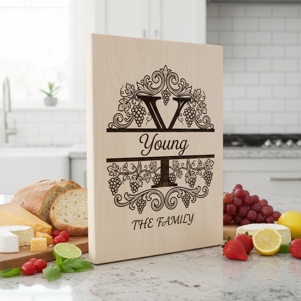 Familienwappen Monogramm-Paket, Weinreben-Alphabet Gravurdatei, Personalisiertes Geschenk – Bild 8