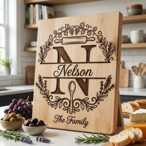 Family Name Kitchen Monogram Bundle, Engraving Design Files, Alphabet Set