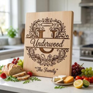 Family Name Kitchen Monogram Bundle, Engraving Design Files, Alphabet Set