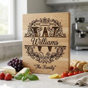 Family Name Kitchen Monogram Bundle, Engraving Design Files, Alphabet Set