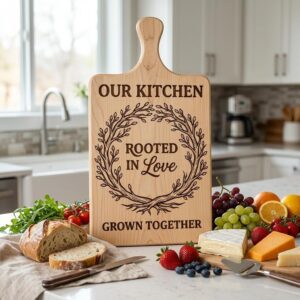 Family Tree and Wreath Engraving Designs, Rustic Charcuterie Board Art